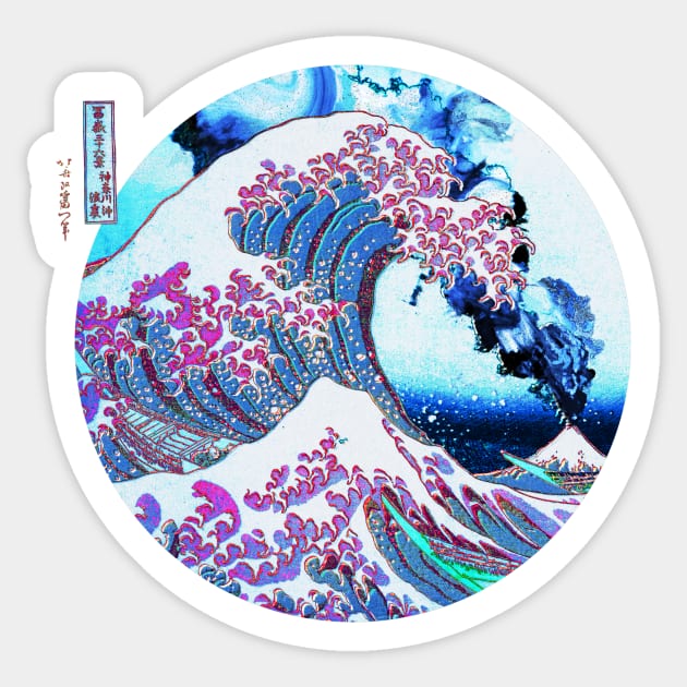 Great Wave Off Kanagawa Eruption-Japan and Mount Fuji Sticker by tonylonder